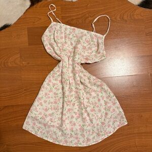 Elodie Nordstrom White Pink Green Ditsy Floral Summer Lined Mini Dress